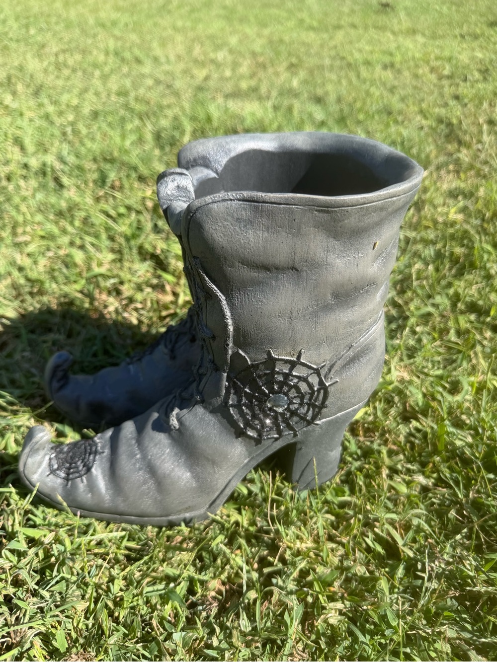 Yankee Candle Gray Gothic Spider Web Heeled Ankle Boots